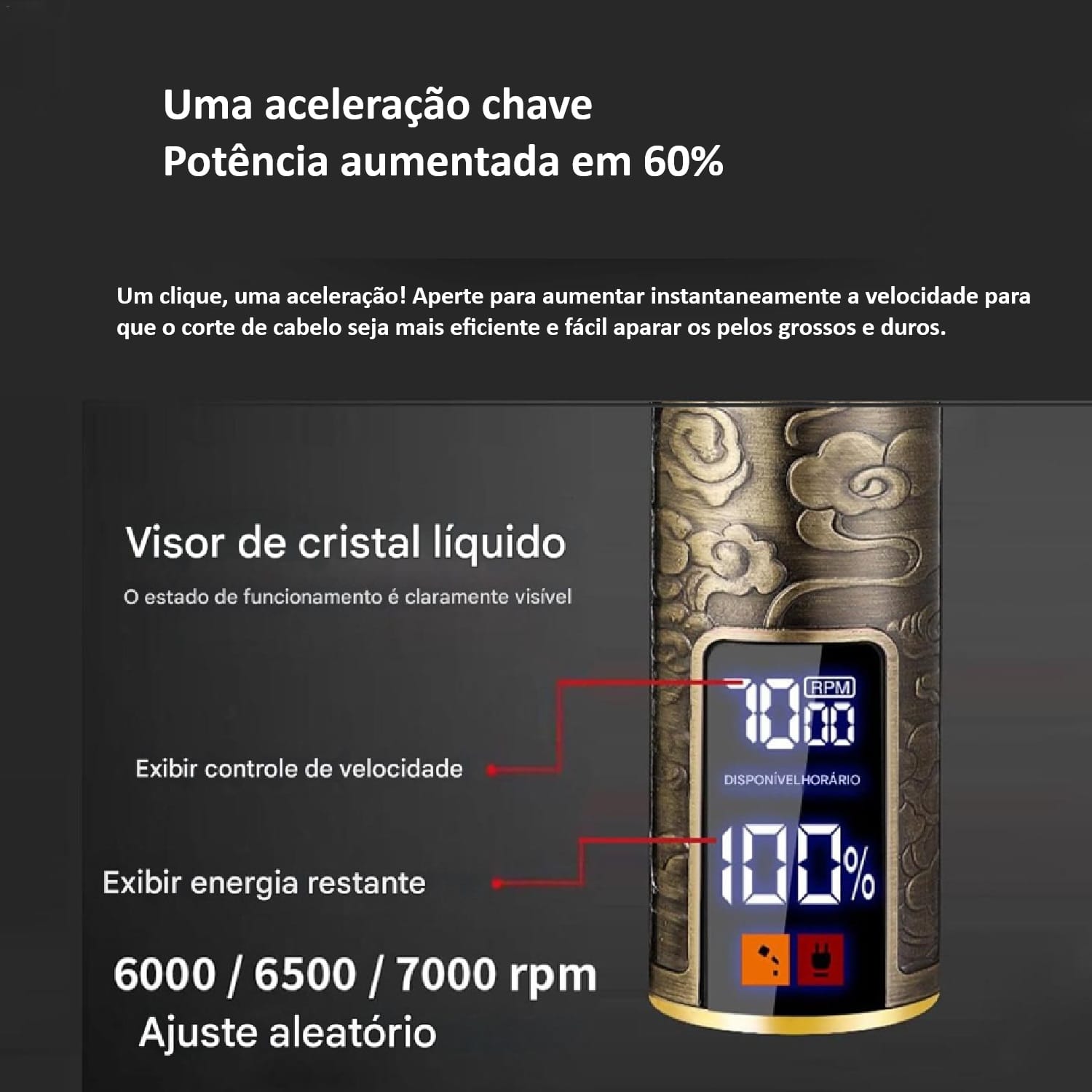 Led bateria e velocidade